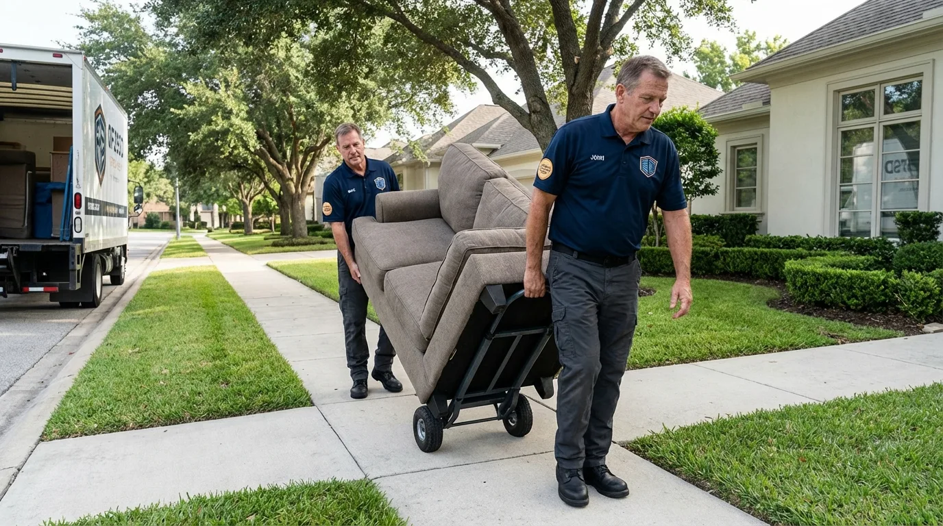 Local residential moving crew loading furniture in Stayton, OR
