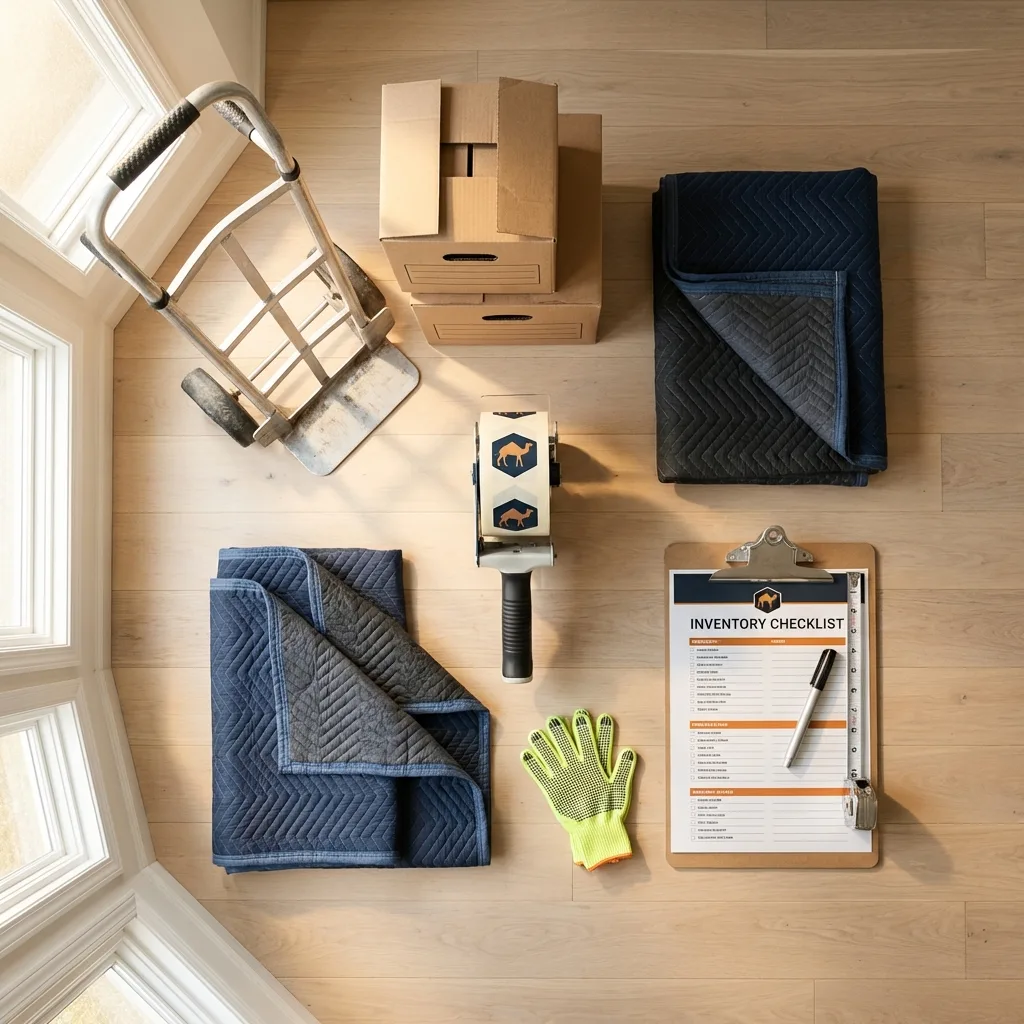 Professional moving supplies and packing materials layout for Stayton residential relocations